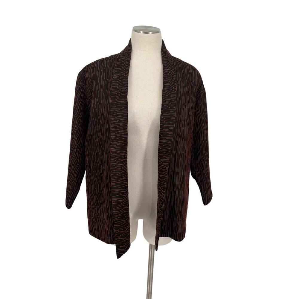 JOSHI 100% Silk Art-to-Wear Statement Jacket Black Red Orange Boho Avant-Garde